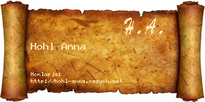 Hohl Anna névjegykártya